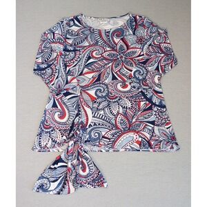 ALL HOURS Womens Top Shirt Blouse Size Small 1/2 Sleeves USA Made Patriotic